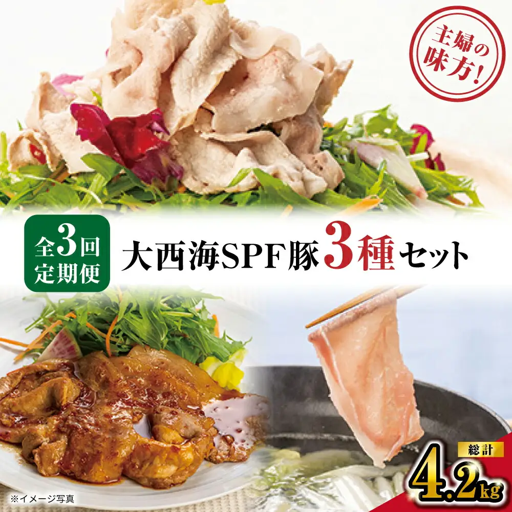 3回定期便 大西海SPF豚 便利 3種セット 総計4.2kg 訳あり ＜大西海ファーム＞ [CEK182] 定期便