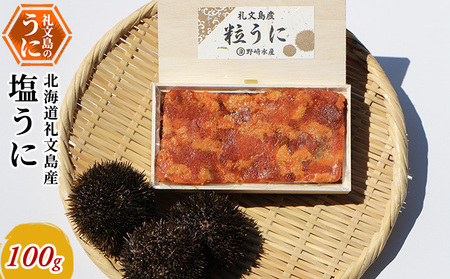 北海道 礼文島産 濃厚 塩うに 100g［野崎水産］【 うに ウニ 雲丹 珍味 おつまみ 酒の肴 海鮮 ご飯のお供 】