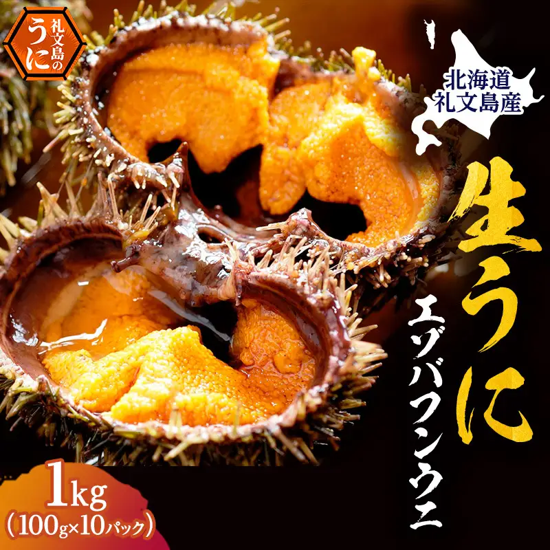 礼文産 エゾバフンウニ 塩水 1kg(100g×10) うに
