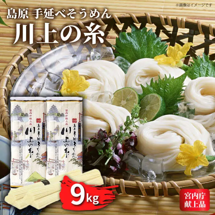 【5月-発送】宮内庁献上 手延べ そうめん 250g×36袋（9kg） 南島原市 / 川上製麺 [SCM083]