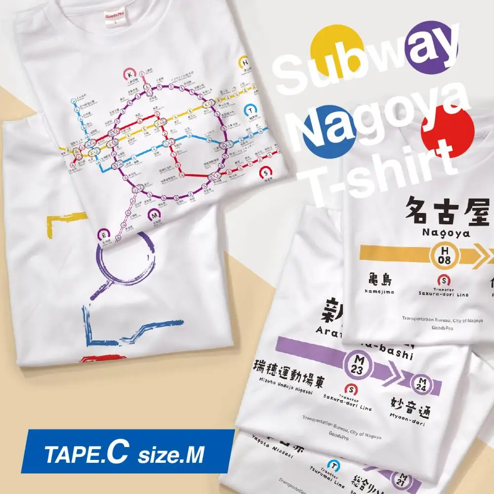 ≪5種セット (Ｍサイズ)≫ 名古屋市地下鉄Ｔシャツ デザインタイプＣ