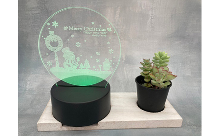 クリスマス カラフルタッチ2個セット（MerryChristmas雪だるまとツリー） | クリスマス インテリア  クリスマスグッズ 飾り 多肉 植物 小物 光る LED 色が変わる 6色 電池式 USB式 兼用タイプ ※2026年12月～発送