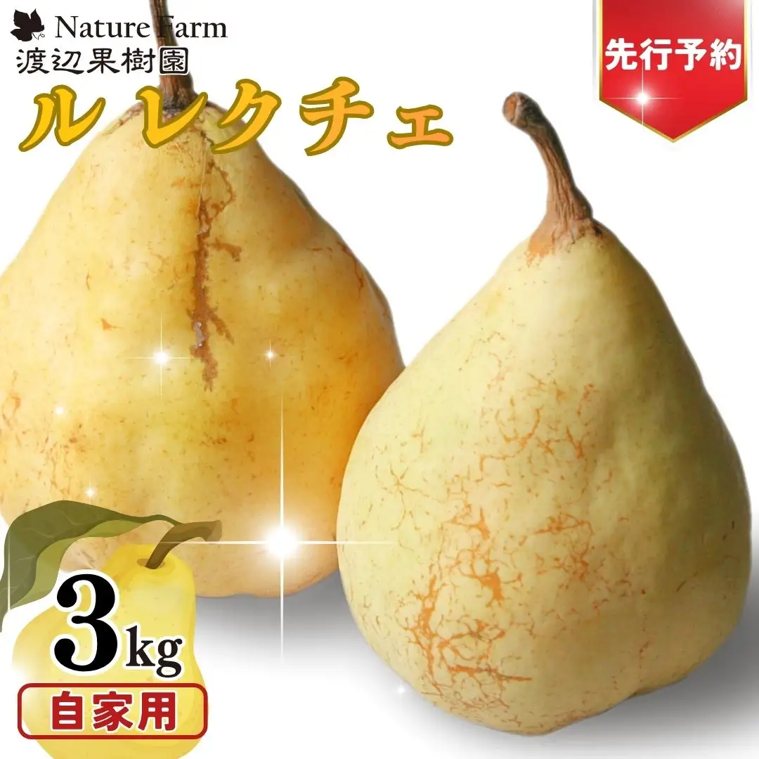 先行予約 ル レクチェ 自家用 3kg (6~10玉) 令和8年度 西洋梨 ル レクチエ 洋梨 化粧箱 洋ナシ ル・レクチェ [渡辺果樹園]