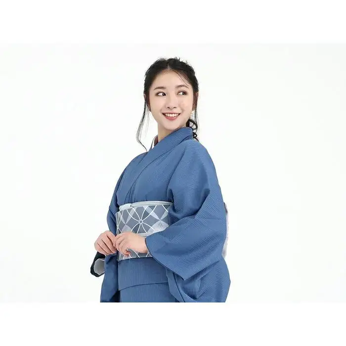 【たゆたふ】30秒で着られる色無地 袷 六花（ROCCA）（濃紺 Ｍサイズ）