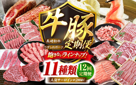 12回定期便 長崎和牛 長崎うずしおポーク 定期便 総計9.1kg CAG254 和牛 定期便