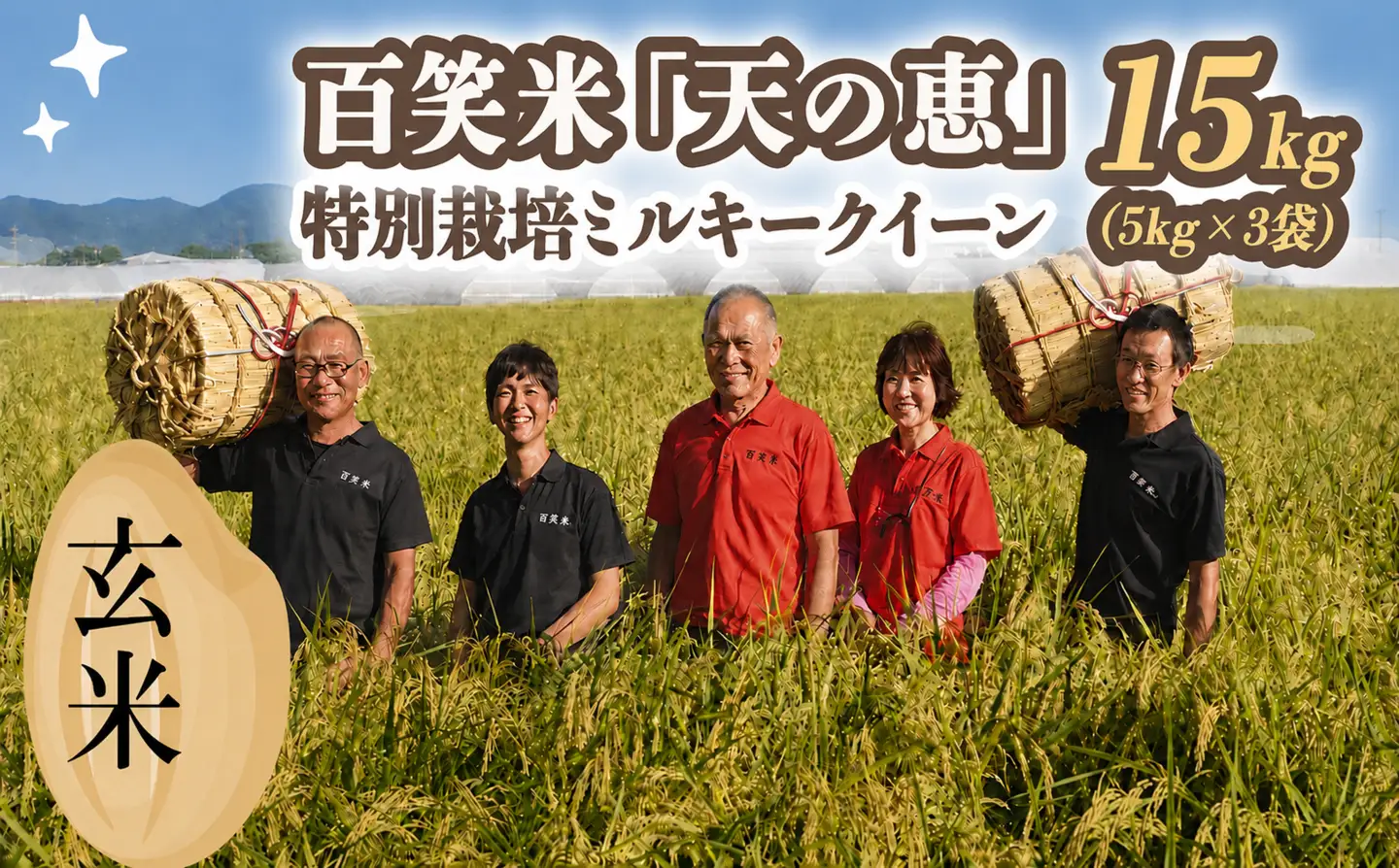 【 玄米 】 百笑米 「 天の恵 」 有機栽培 ミルキークイーン 15kg (5kg×3袋) R8年産 新米 米 コメ 茨城県 単一米