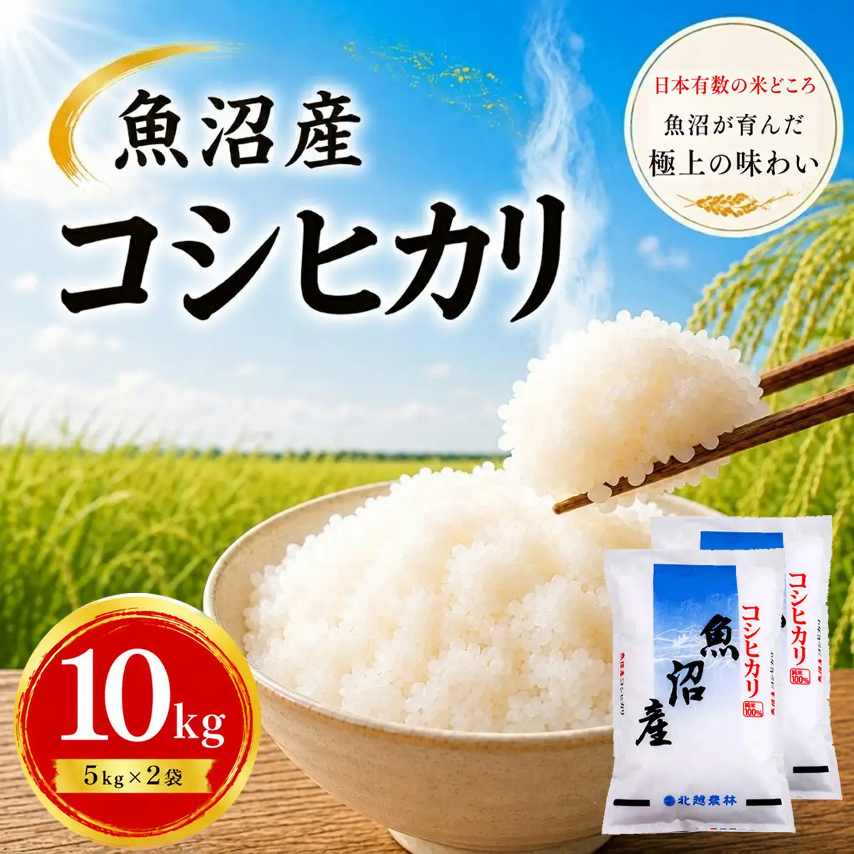 【令和7年産】魚沼産コシヒカリ 10kg(5kg×2袋)｜一粒一粒に甘み広がるふっくらごはん