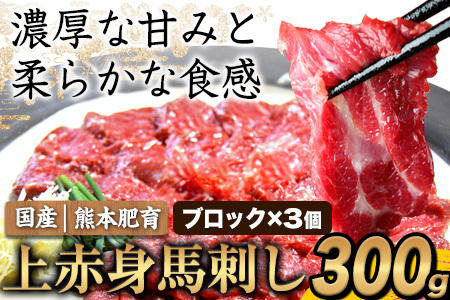 上赤身馬刺し【熊本肥育】 100g×3セット（タレ5ml×3袋）《30日以内に出荷予定(土日祝除く)》 美味しい馬刺し 熊本馬刺し くまもと馬刺し 特産馬刺し st-p