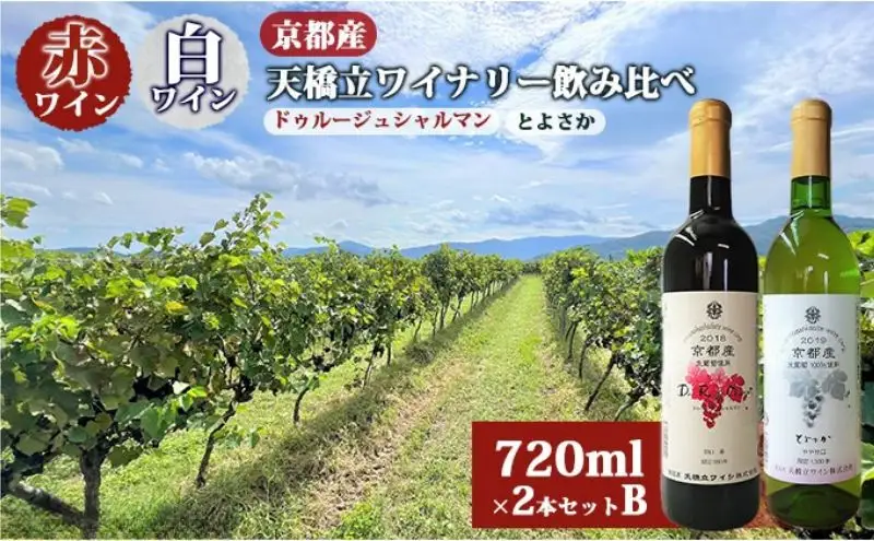 赤ワイン 白ワイン 京都産 天橋立ワイナリー 飲み比べ 720ml×2本セットB (2022ドゥルージュシャルマン やや甘口 とよさか 甘口 ) ワイン 天橋立 myz09 myz11 myz23