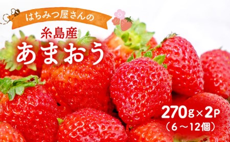 【2023年1月中旬より順次発送】はちみつ屋さんの 糸島産 あまおう（270g×2パック） 糸島市 / ヴァンベールフーズ [AFJ004]