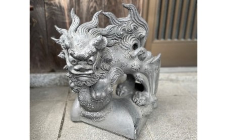 置物 瓦細工師手作り玉乗り唐獅子神獣 置物