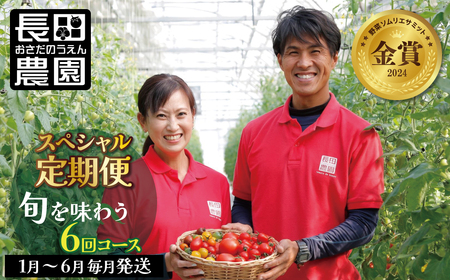 【大好評の定期便】【先行受付】2027年1月～6月毎月発送！6か月楽しめる長田農園旬のスペシャル定期便 野菜ソムリエサミット 金賞 受賞 長田農園 産地直送 トマト とまと 野菜 やさい フルーツ サラダ 濃厚 甘い ご褒美 プレゼント 美容 健康 リピート多数 人気 高評価 数量限定 碧南市 H004-206