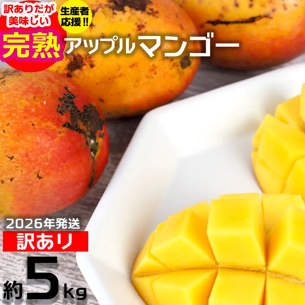 マンゴー【2026年発送】生産者応援！！訳あり完熟アップルマンゴー約5kg