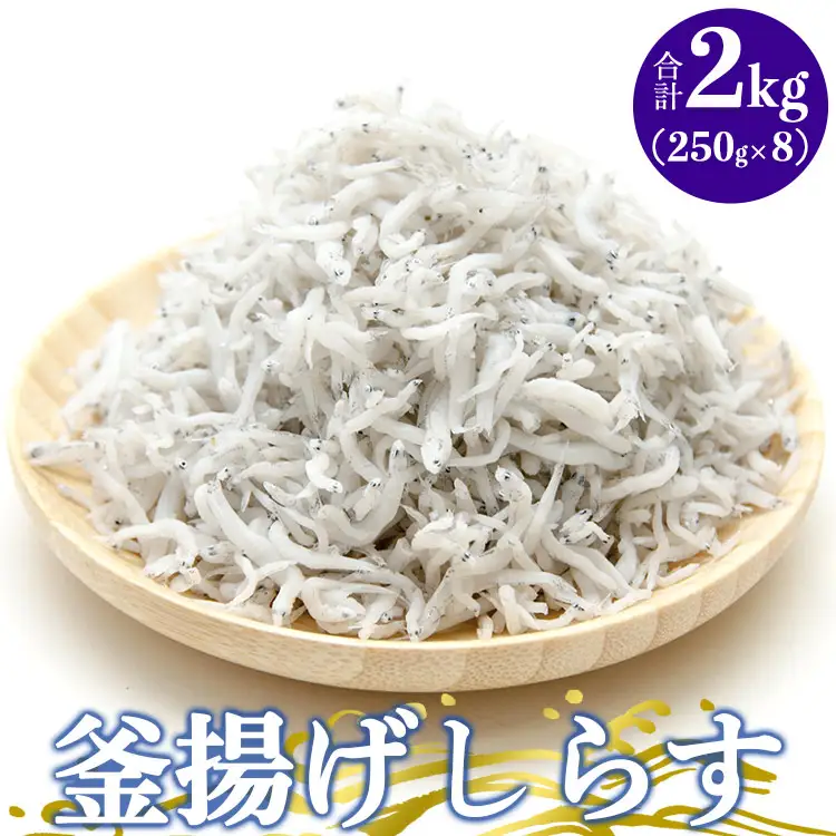 土佐名産 釜揚げしらす 合計2kg（約250g×8）- シラス じゃこ ちりめん ご飯のお供 食事 丼 おつまみ 酒の肴 魚 ギフト 贈答 贈り物 高知県 香南市 冷凍 tk-0014
