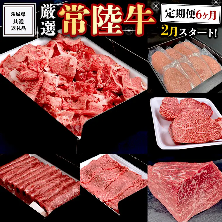 《 定期便 2月スタート 》 厳選 『 常陸牛 』 6ヶ月セット ( 茨城県共通返礼品 )