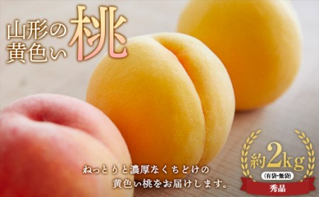 【令和8年度産先行受付】山形の黄色い桃（有袋・無袋） 秀品 約2kg もも モモ 桃 デザート フルーツ 果物 くだもの 果実 食品 山形県 FSY-1833