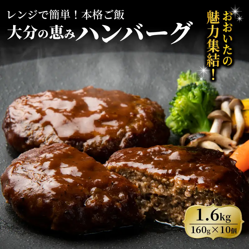 おおいたの魅力集結！大分の恵みハンバーグ 1.6kg（160g×10個）_2146R