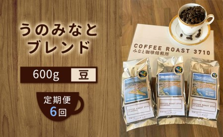 【 定期便 6ヶ月 】 大人気 ！ うのみなとブレンド ！ コーヒー豆 600g コーヒー