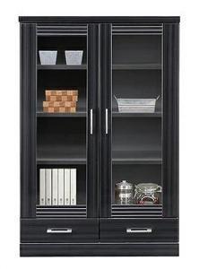 家具 本棚 書棚 幅80cm モダンデザイン ミドル 低め【ブラック】