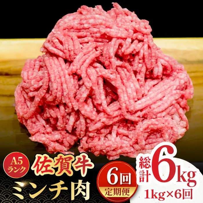 【全6回定期便】＜佐賀牛100%！＞佐賀牛 A5ランク ミンチ 1kg（500g×2） ハンバーグ はんばーぐ[FCX015]