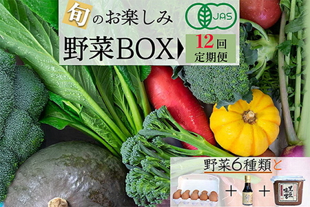 【12回定期便】有機JAS認定 野菜・卵お楽しみセット 野菜