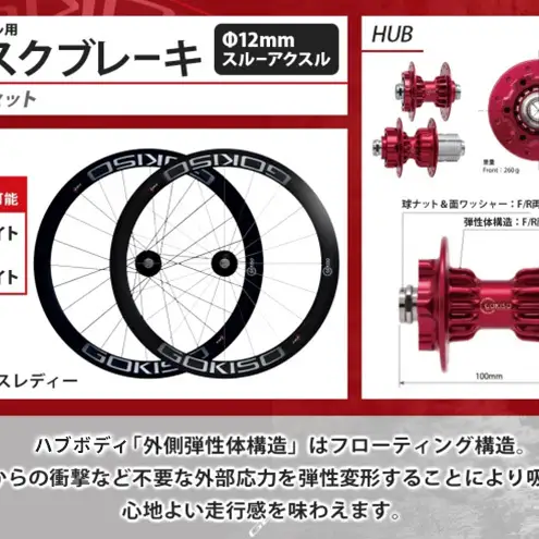  GOKISO スルーアクスル用ディスクブレーキホイールセット 自転車 ツール 部品 メンテナンス マウンテンサイクリング 自転車レース 趣味 ハブ タイヤ ライダー 自転車部品 技術 プロレーサー 近藤機械製作所 愛知県 蟹江町 