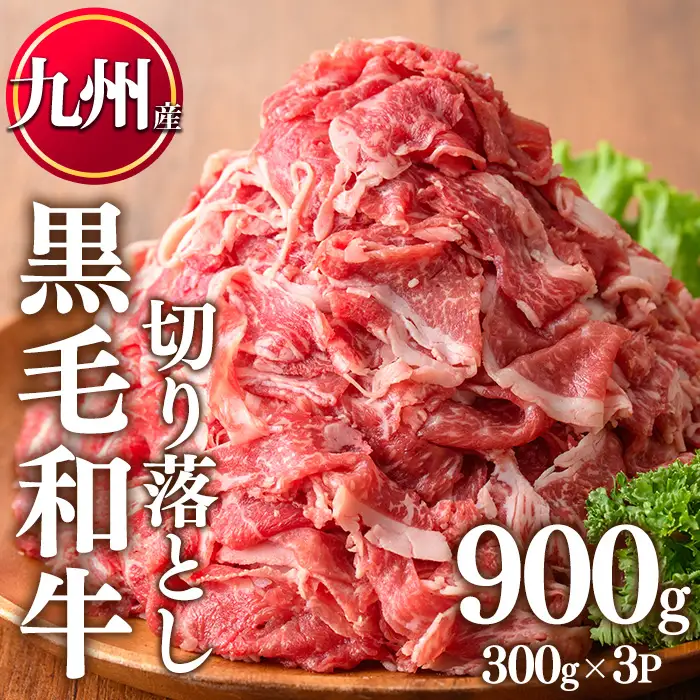 九州産 黒毛和牛 牛肉 切り落とし 計900g 300g×3P LRプラスK No.1015 