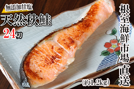 無添加甘塩天然秋鮭切身4切×6P(計24切、約1.2kg) A-14006