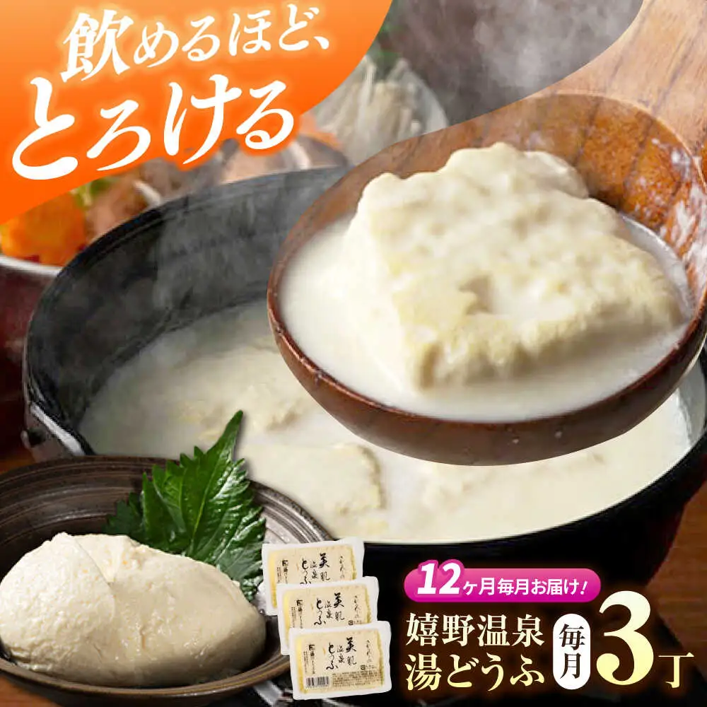 【定期便】 嬉野温泉湯どうふ3丁セット NBT103 湯豆腐 温泉湯豆腐 全12回