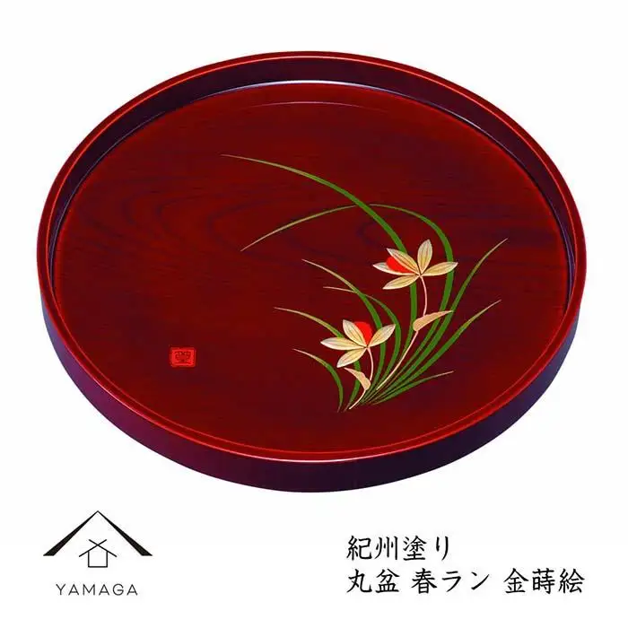 木製丸盆 春ラン お盆 30cm