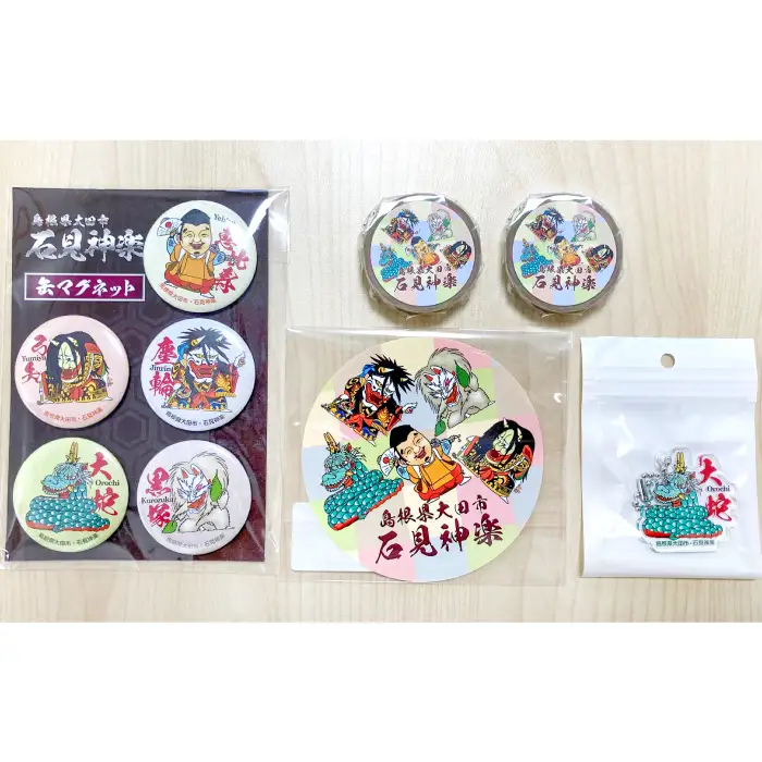 大田の石見神楽オリジナル！神楽演目キャラクターグッズ 4種【缶