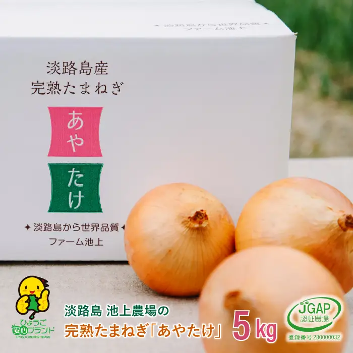 淡路島　池上農場の完熟玉ねぎ「あやたけ」5kg　玉ねぎ
