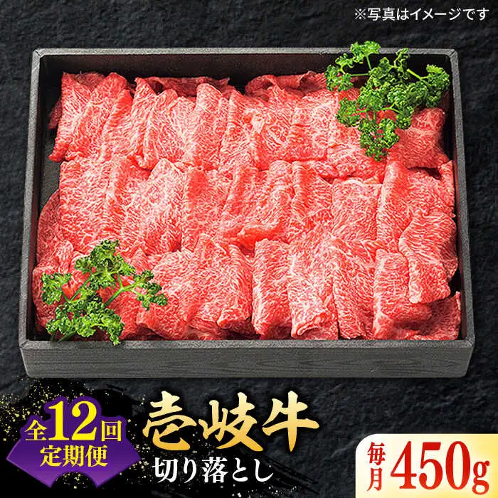 【全12回定期便】特選 壱岐牛 切り落とし 450g (牛丼/炒め物/すき焼き) [JDL027]