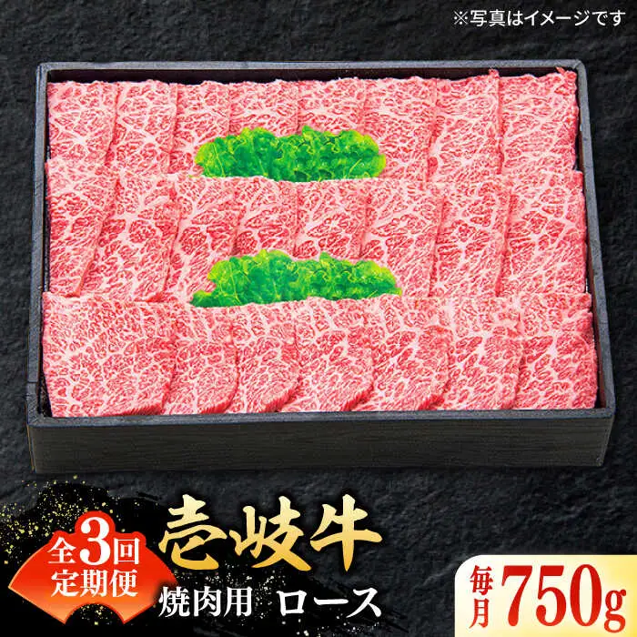 【全3回定期便】 特選 壱岐牛 ロース 750g（焼肉用）《壱岐市》【太陽商事】[JDL076] 冷凍配送 黒毛和牛 A5ランク お肉 牛肉 和牛 黒毛和牛 肉 高級 霜降り 焼肉 ロース肉 BBQ ローストビーフ 贈答 焼肉用 150000 150000円 15万円 九州