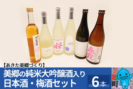 美郷の純米大吟醸酒入り 日本酒・梅酒セット6本入 栗林酒造店 高橋酒造店