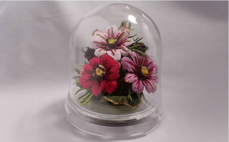 ドーム花器の花装飾（小）＜コスモス・われもこう＞　らんまん 花 雑貨 造花 インテリア お祝い ギフト 贈答 人気 送料無料 高知市 【花工房美呂】 [ATCO010]