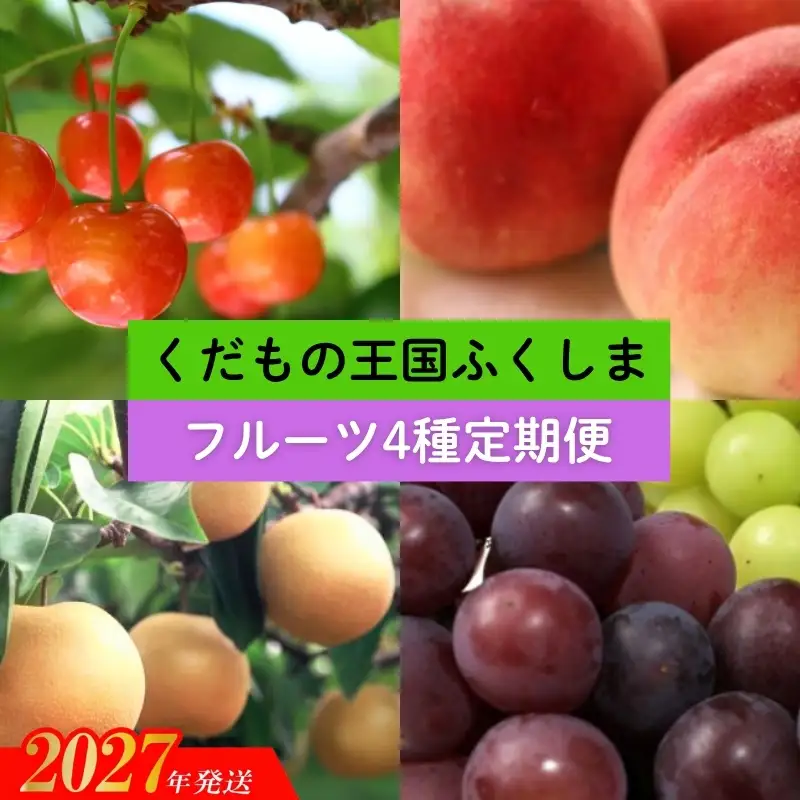 福島のフルーツ４種定期便（さくらんぼ・もも・梨・ぶどう）【2027年発送】No.2549