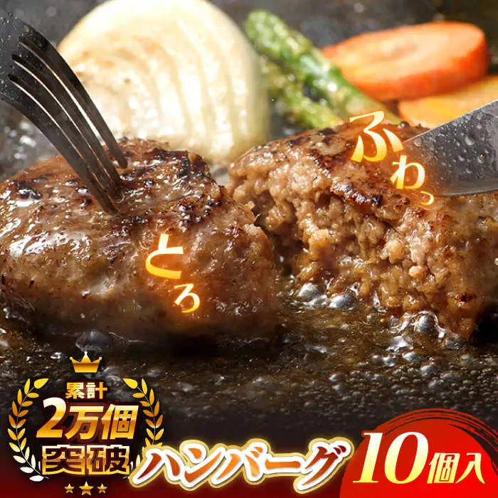 【累計20,000個突破！】ハンバーグ 10個入 ふわとろハンバーグ 長崎和牛 【ワールドミート】 [YF02] 肉 牛肉 豚肉 おかず 惣菜 九州 九州産