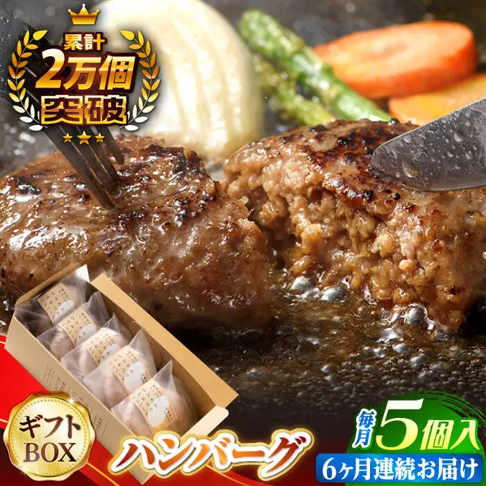 【全6回定期便】 ハンバーグ 5個入 累計20,000個突破！ふわとろハンバーグ 長崎和牛 贈答用【ワールドミート】 [YF04] 肉 牛肉 豚肉 おかず 惣菜 定期便 ギフト プレゼント 贈答