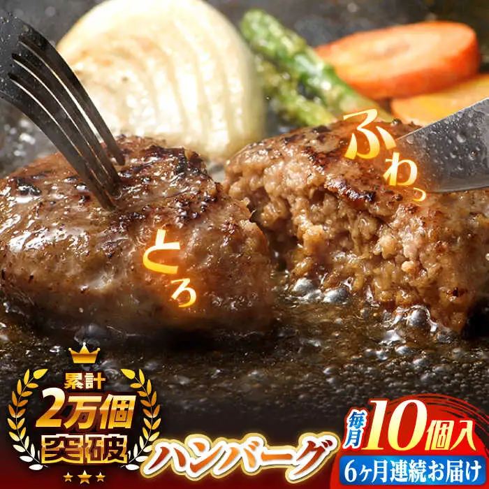 【全6回定期便】ハンバーグ 10個入 累計20,000個突破！ふわとろハンバーグ 長崎和牛 ご自宅用【ワールドミート】 [YF07] 肉 牛肉 豚肉 おかず 惣菜 定期便