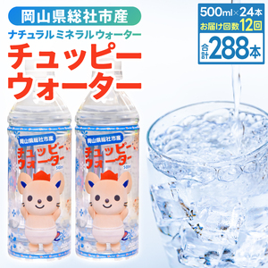 【定期便】そうじゃの水「チュッピーウォーター」（500ml×24本）〔12回配送〕156-007