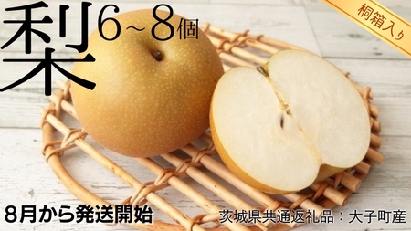 【 桐箱入り 】 梨 6～8個 【2026年8月より発送開始】（茨城県共通返礼品 [梨]：大子町産）