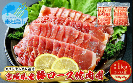 豚肉 宮城県産 タレ漬 豚ロース 1kg （500g×2Ｐ 6～7人前）冷凍 小分け 国産豚肉 焼肉 バーベキュー BBQ 宮城県 東松島市 オンラインワンストップ 対応 自治体マイページ 佐利 M