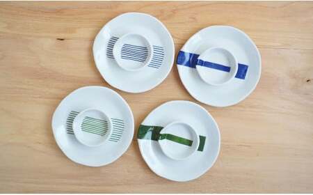 有田焼 とり皿と千代口のセット4種（ライン）【やきもの工房こすず】 皿 食器 うつわ 器 ギフト 贈り物 30000円 3万円 bw001
