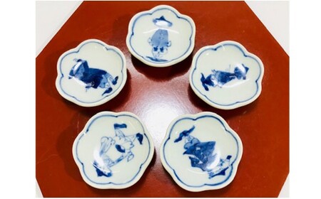 青花 絵変り梅型箸置5個セット 小島芳栄堂 箸置き はしおき 和柄 日本柄 梅 花 35000円 3.5万円 ar032