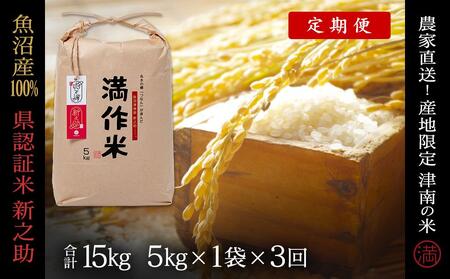 【令和8年産 先行予約】【3ヶ月定期便】5kg(5kg×1袋) 県認証 魚沼産新之助 |津南町 コシヒカリ 定期便
