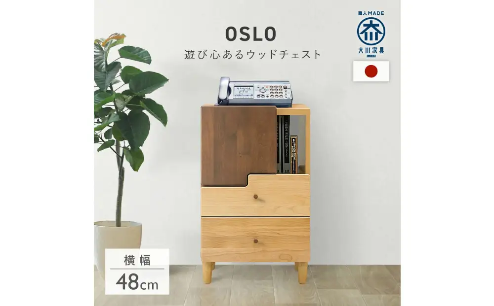 リビングチェスト 50 LOWタイプ オスロ 天然木 魅せる収納
