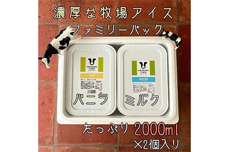 【北海道産搾りたて生乳使用】ひらかわ牧場のアイスクリーム 2個セットA バニラ フレッシュミルク 2Lパック ファミリー デザート スイーツ お取り寄せ ギフト せたな町 ふるさと納税