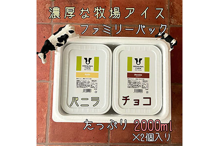 【北海道産搾りたて生乳使用】ひらかわ牧場のアイスクリーム 2個セットB バニラ チョコ 2Lパック ファミリー デザート スイーツ お取り寄せ ギフト せたな町 ふるさと納税