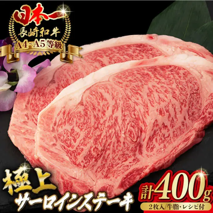 サーロイン ステーキ 2枚 400g 長崎和牛 A4?A5ランク 希少部位【野中精肉店】 [VF04] 肉 牛肉 サーロインステーキ 焼肉